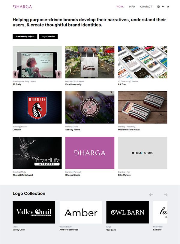 Примеры веб-сайтов портфолио Dharga Studio