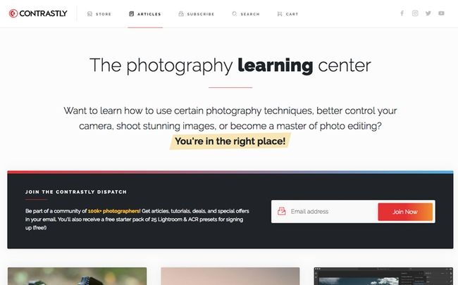 Plate-forme d'apprentissage de la photographie Contrastly