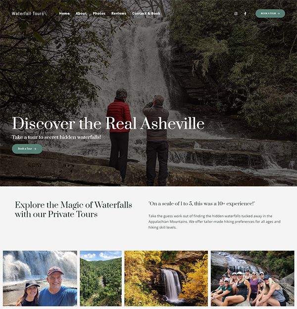 Przykłady witryn internetowych z portfolio wycieczek po wodospadach