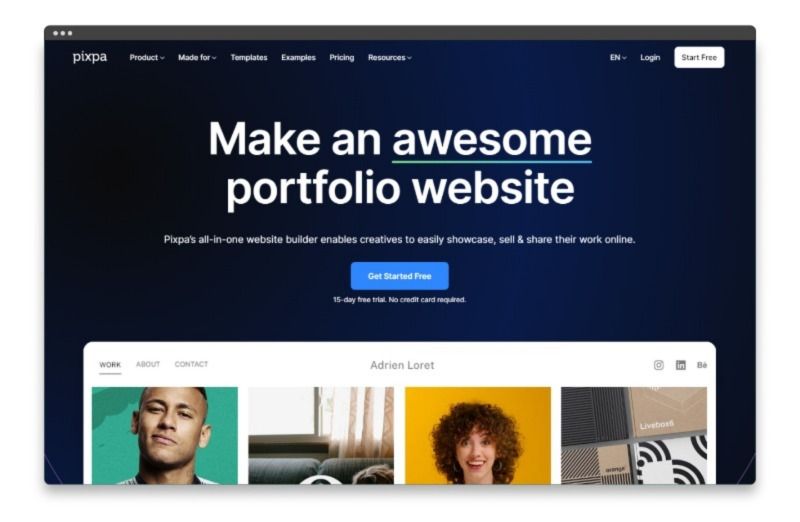 Pixpa - Лучший конструктор сайтов для художников