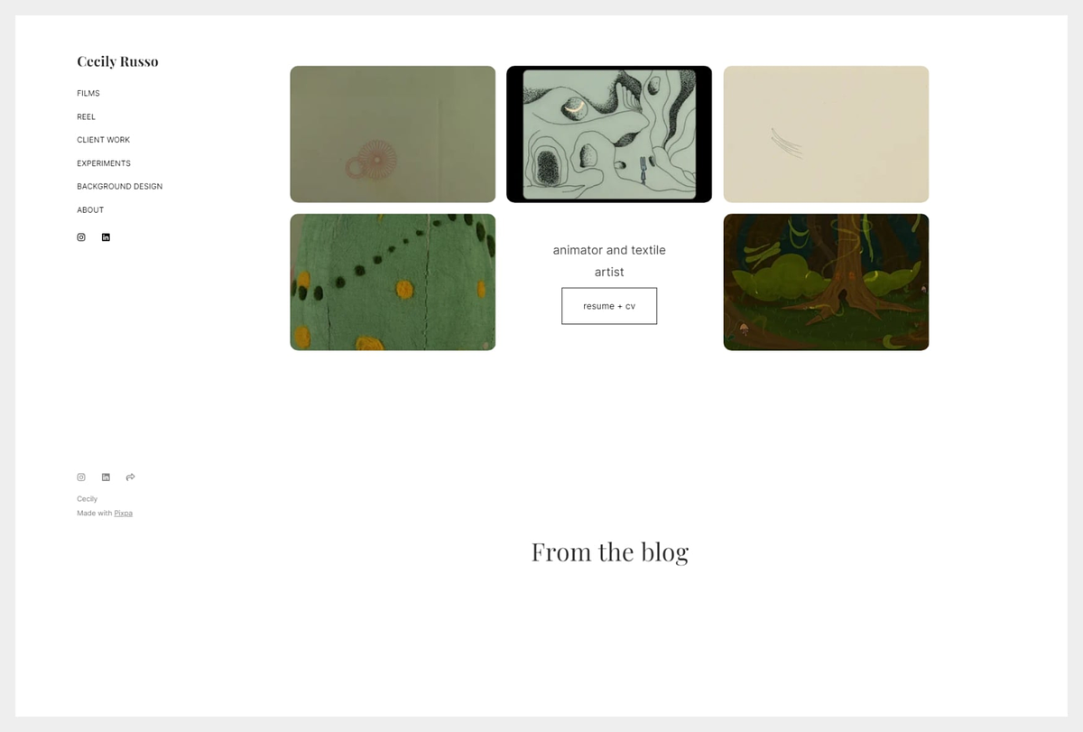 Cecily Russo - Animator Portfolio Website