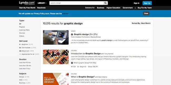 Lynda.com Graphic design Course Platform