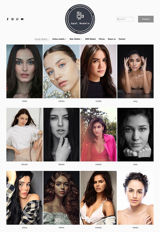 Opal Models Portfolio Website Examples