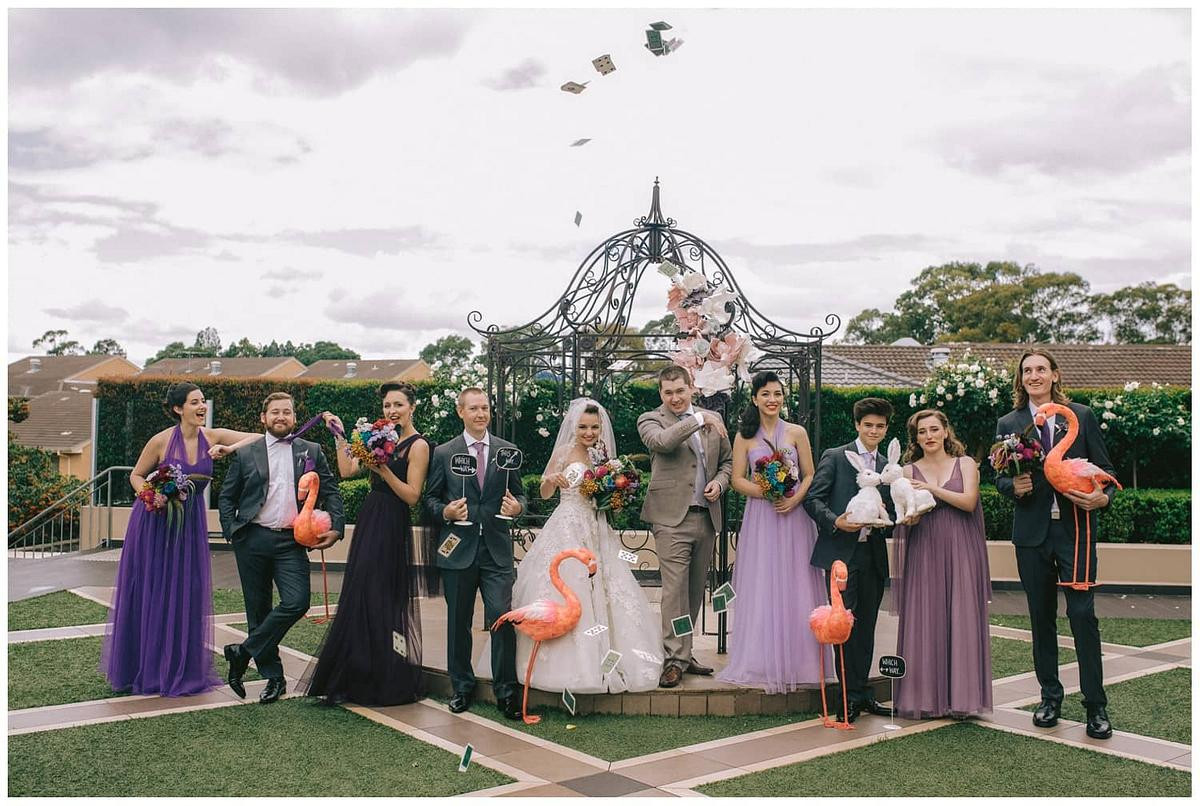 Alice in the Wonderland themed wedding photo at the Eternal Garden, Curzon Hall.
