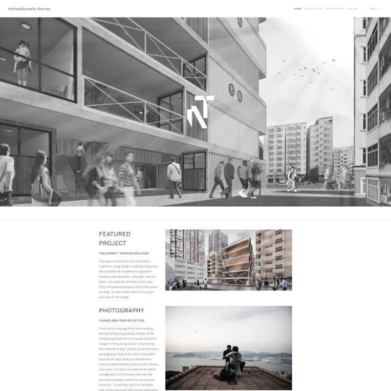 design del sito web architettonico minimalista